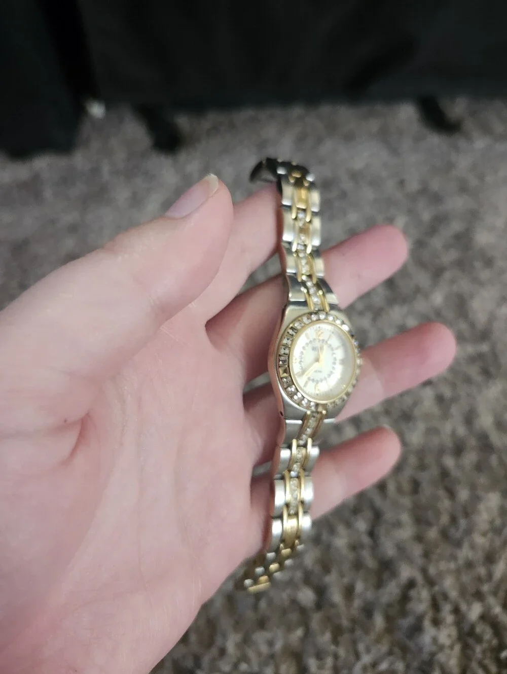 Relic Two-Tone Gold and Silver Ladies Crystal Bracelet Watch